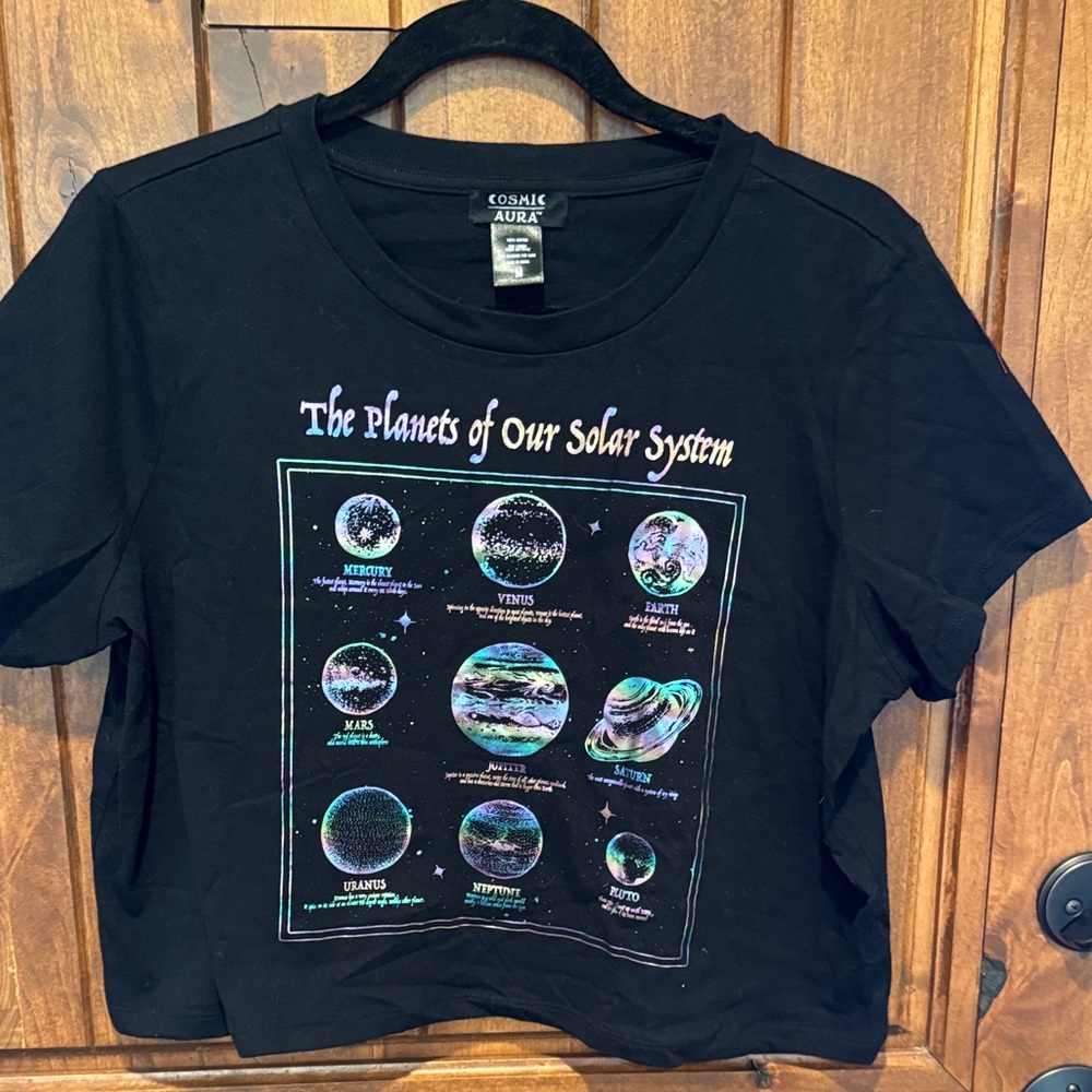 Black Solar System Crop Top